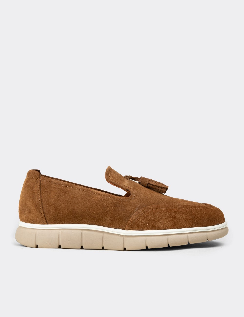 Men's Tan Leather Tassel Loafers - 02048MTBAE01