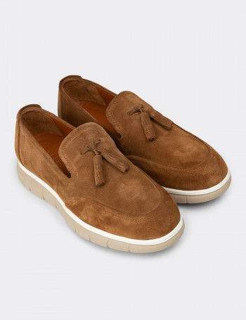 Men's Tan Leather Tassel Loafers