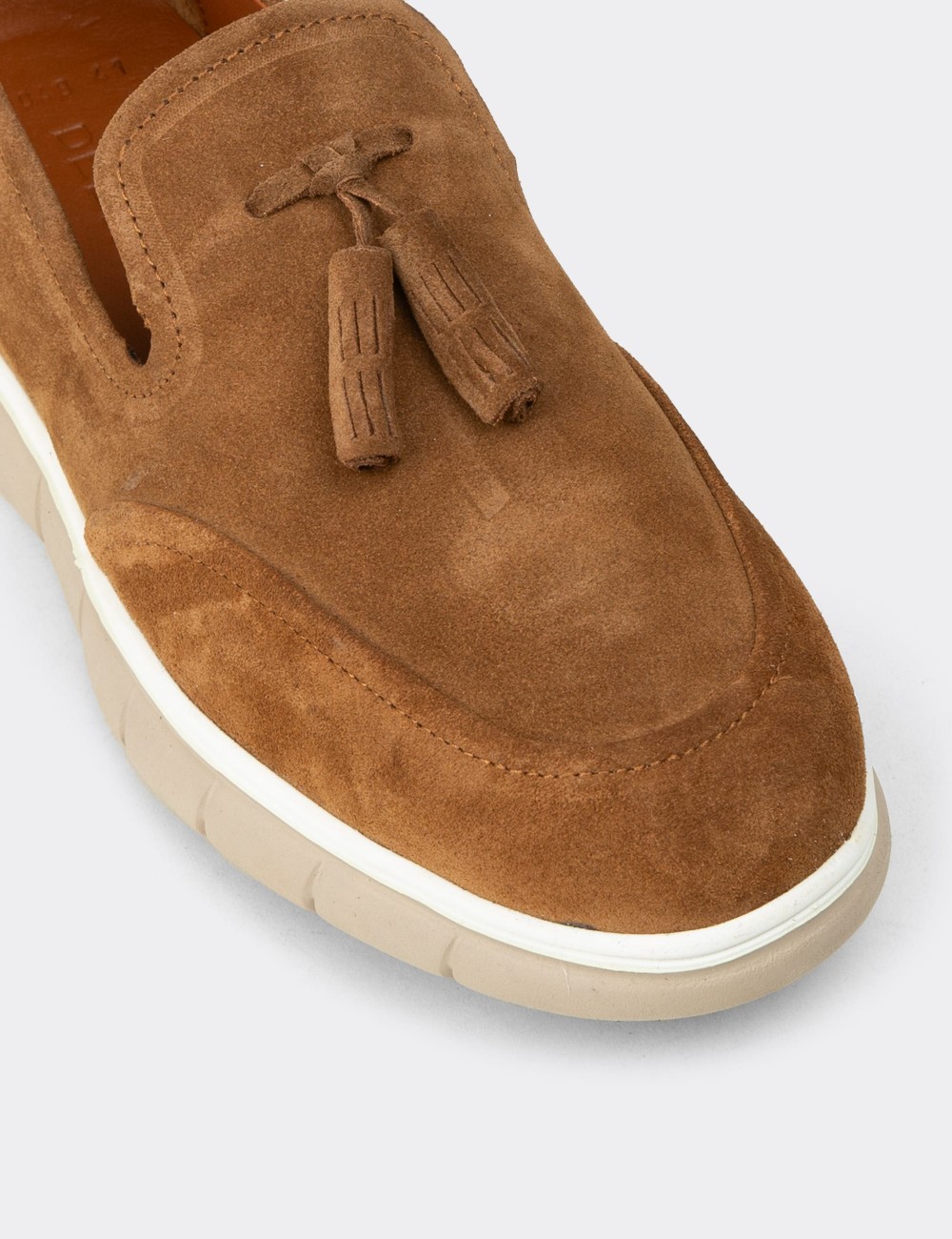 Men's Tan Leather Tassel Loafers - 02048MTBAE01