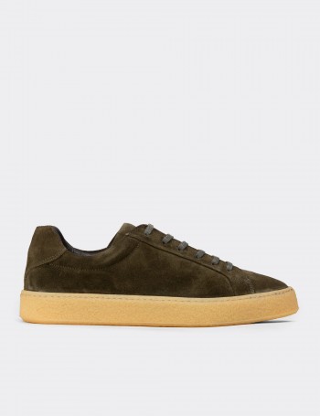 Men's Green Suede Leather Sneakers