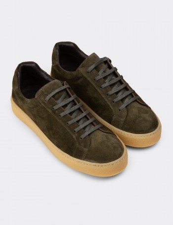 Men's Green Suede Leather Sneakers