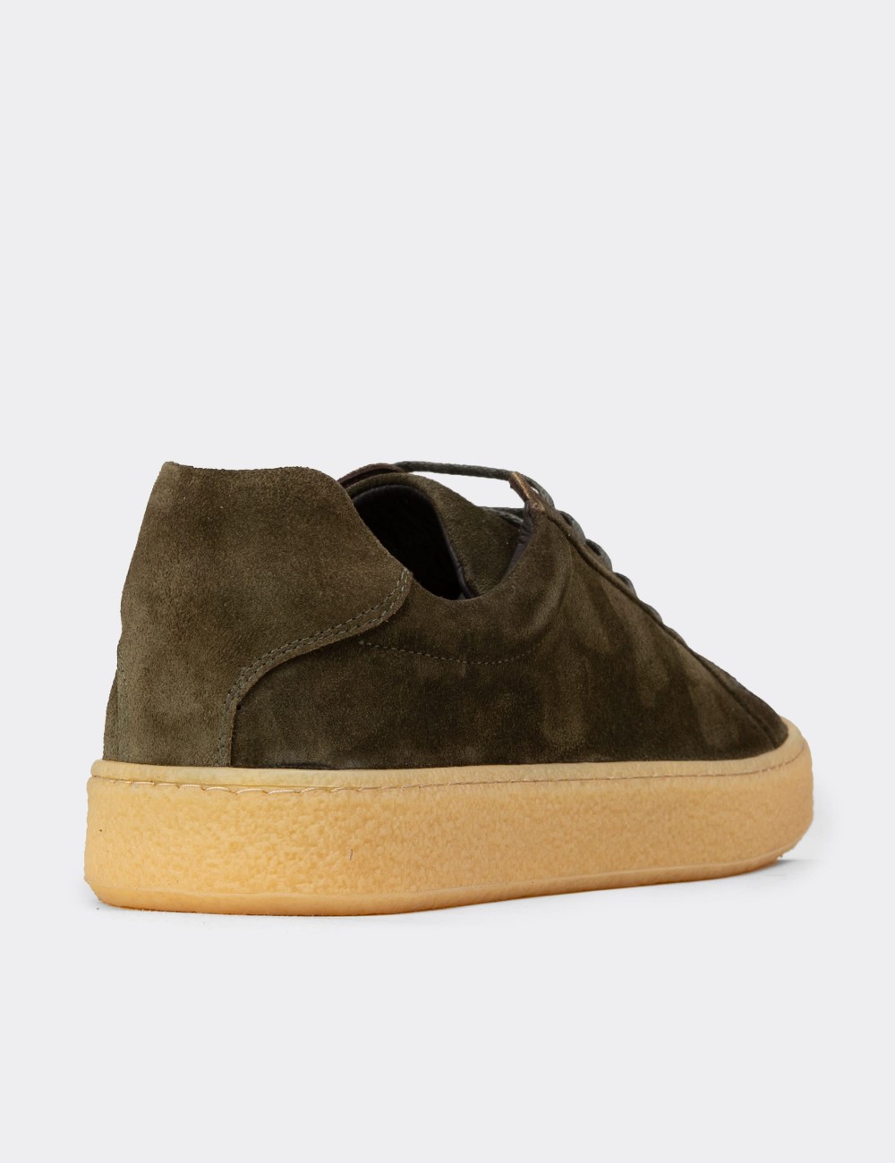 Men's Green Suede Leather Sneakers - 02018MYSLC01