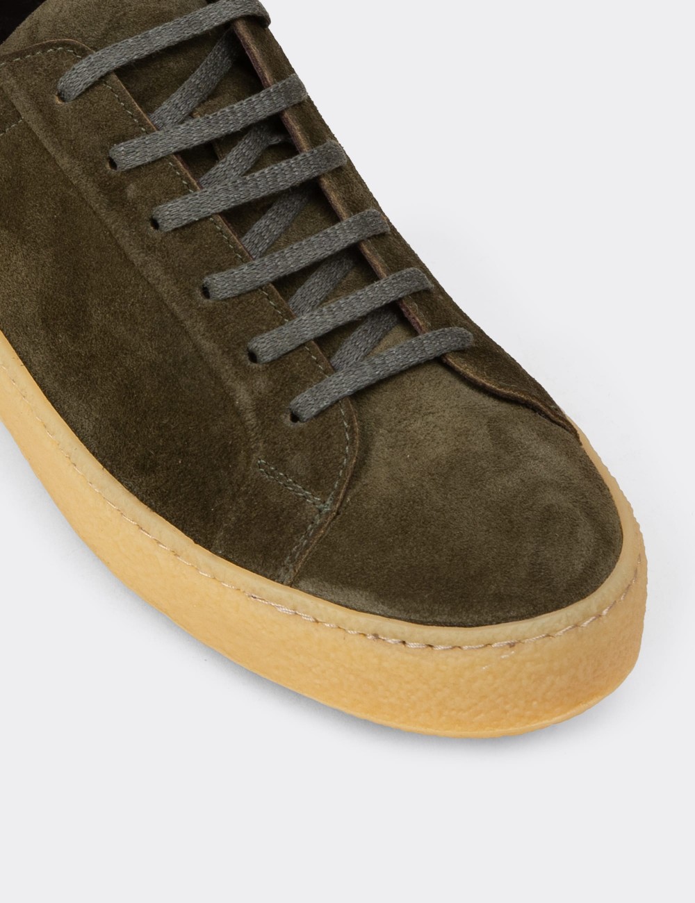 Men's Green Suede Leather Sneakers - 02018MYSLC01