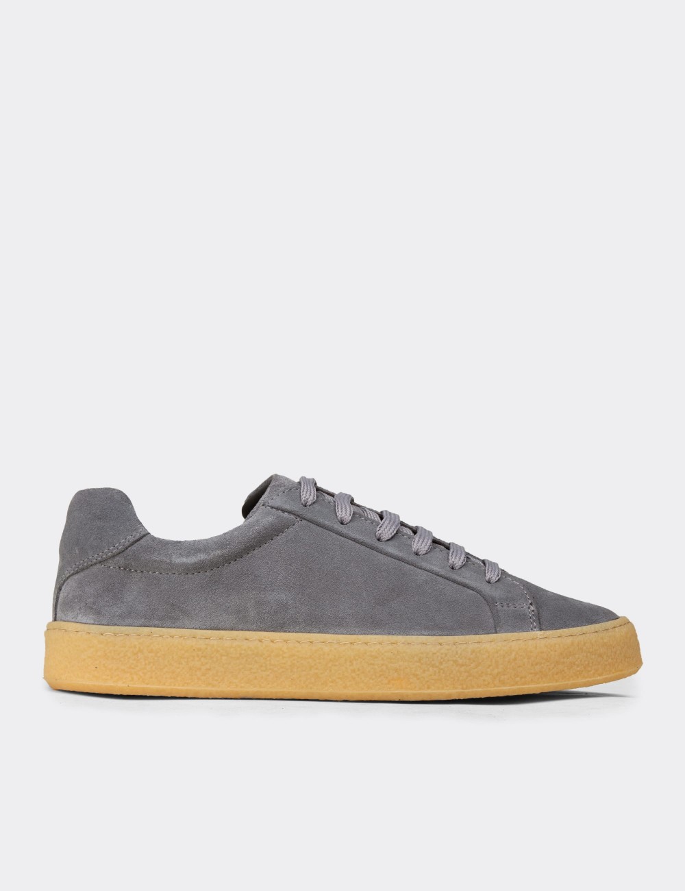 Men's Gray Suede Leather Sneakers - 02018MGRIC04