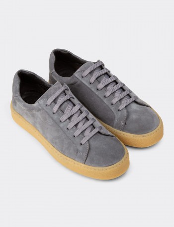 Men's Gray Suede Leather Sneakers