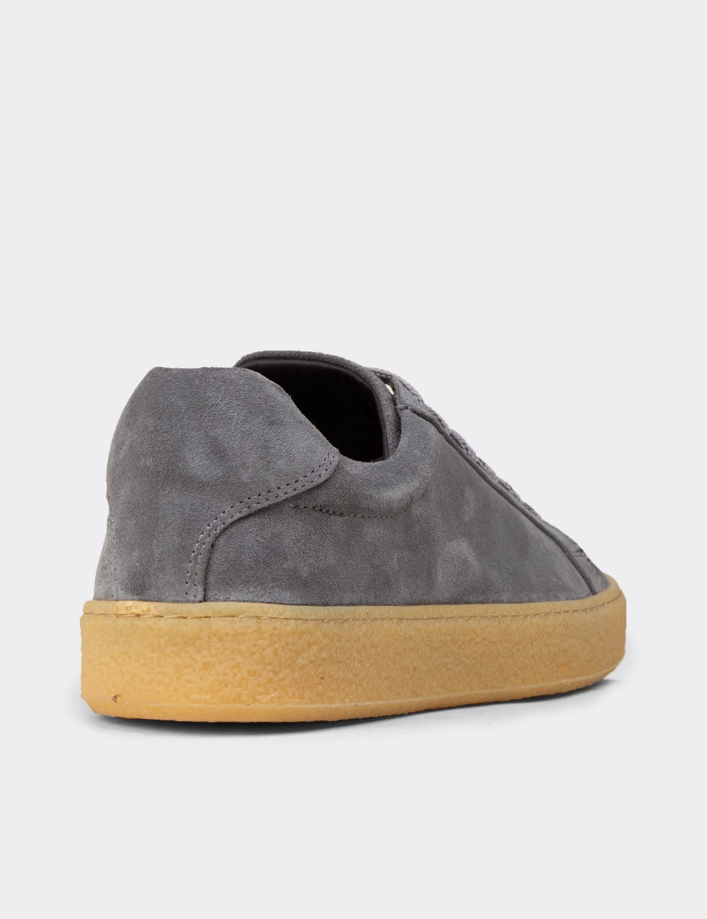 Men's Gray Suede Leather Sneakers - 02018MGRIC04