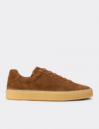Men's Tan Suede Leather Sneakers