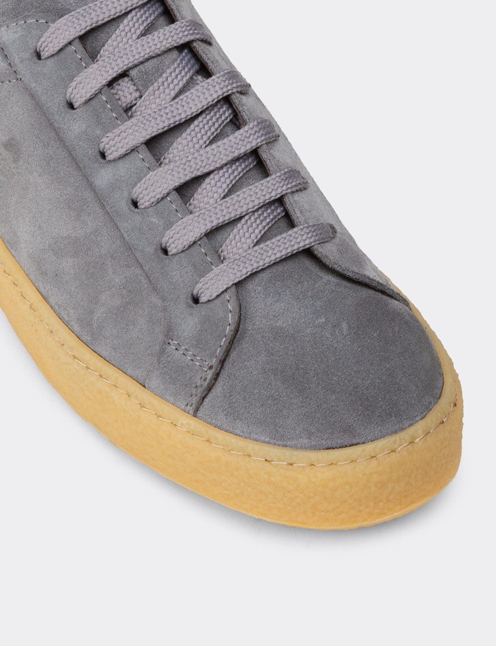 Men's Gray Suede Leather Sneakers - 02018MGRIC04