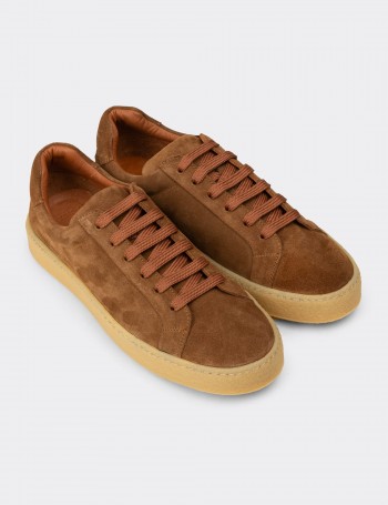 Men's Tan Suede Leather Sneakers