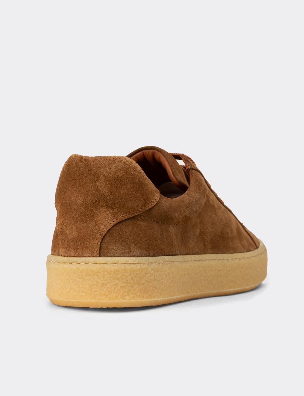 Men's Tan Suede Leather Sneakers - 02018MTBAC03