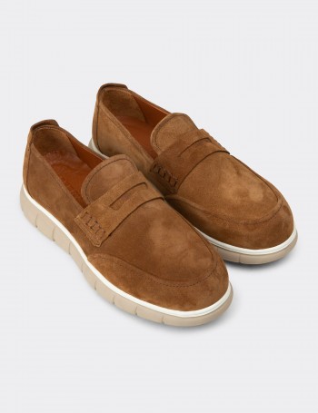 Men's Tan Suede Leather Slip-Ons