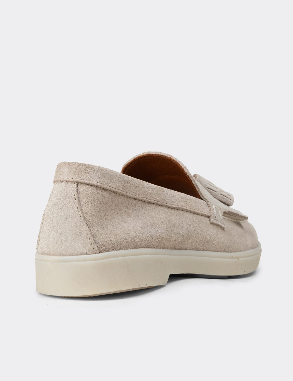 Women's Gray Suede Leather Tassel Loafers - 02042ZGRIC01