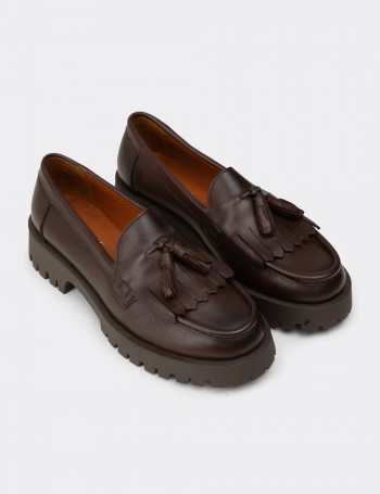 Women's Brown Leather Loafers