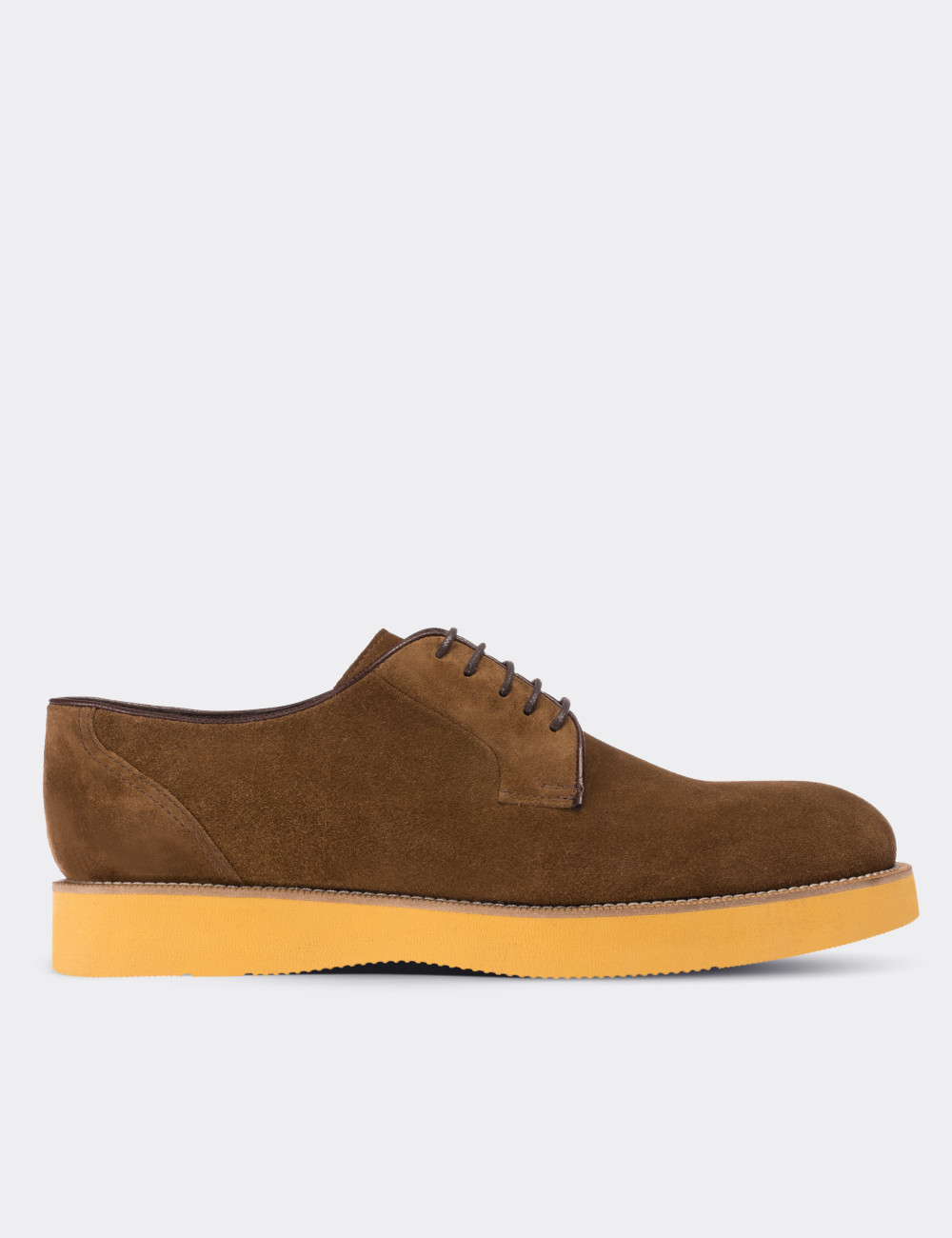 Brown Suede Leather Lace-up Shoes - 01090MKHVE08