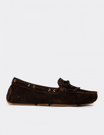 Women's Brown Suede Leather Moccasins