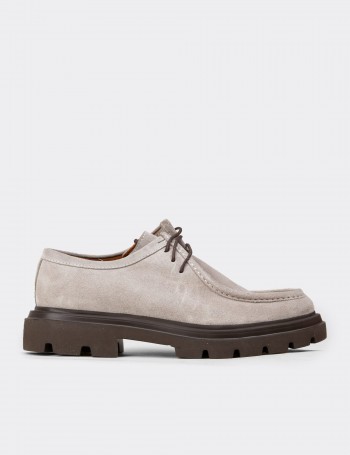 Men's Gray Suede Leather Lace-up Footwear