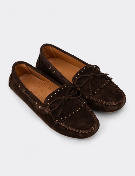 Women's Brown Suede Leather Moccasins