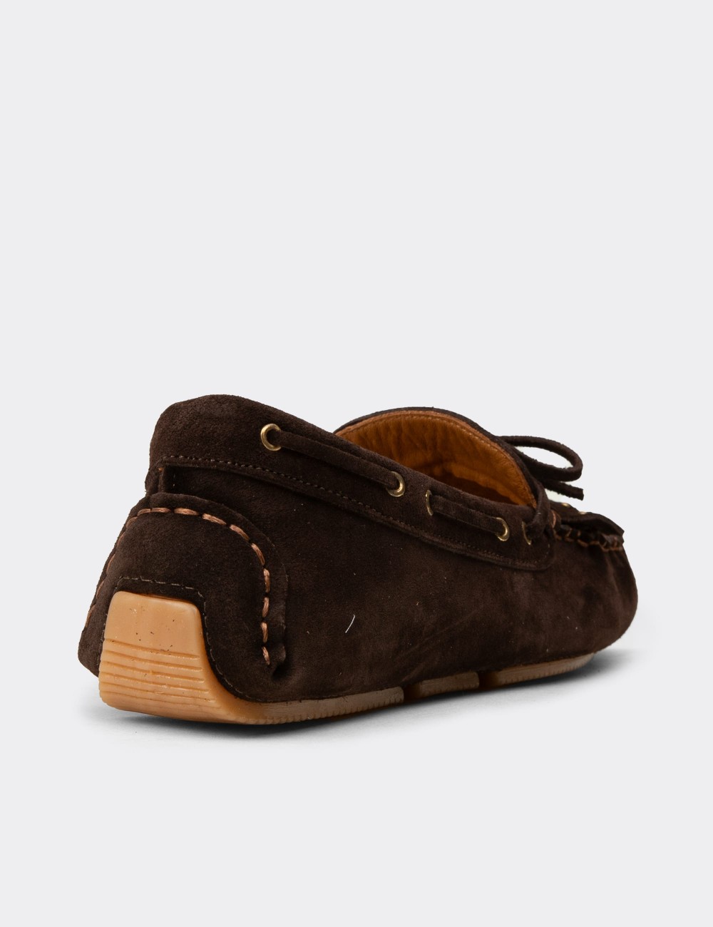 Women's Brown Suede Leather Moccasins - DL507ZKHVC01