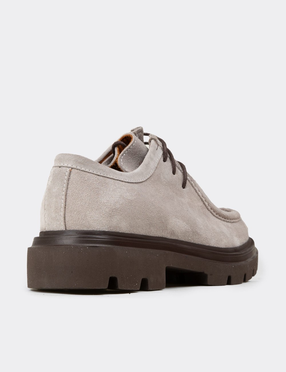 Men's Gray Suede Leather Lace-up Footwear - 01851MGRIE01