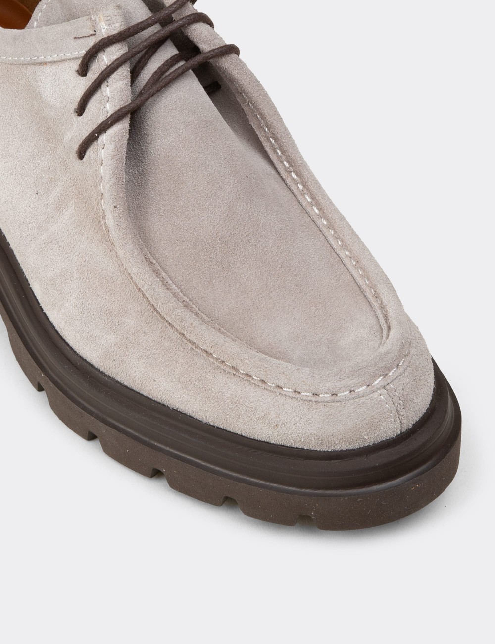 Men's Gray Suede Leather Lace-up Footwear - 01851MGRIE01