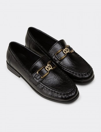 Women's Black Loafers - K0040ZSYHC01