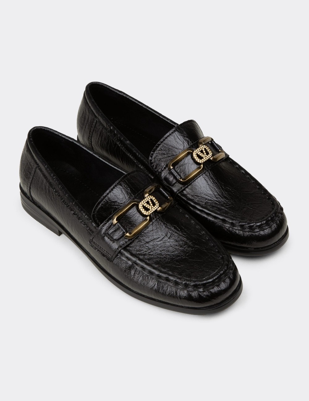 Women's Black Loafers - K0040ZSYHC01