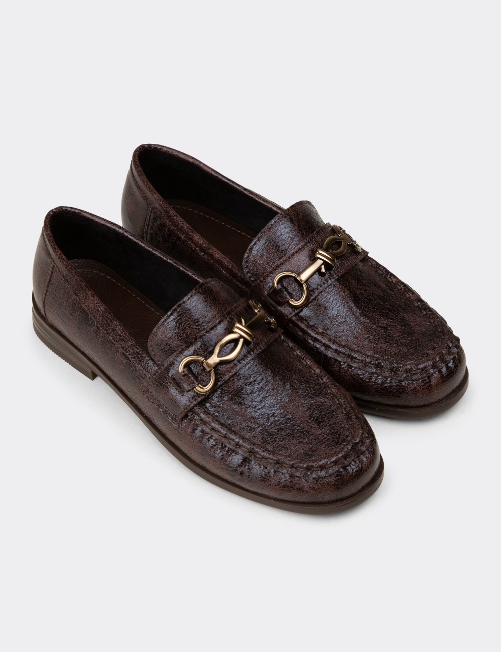 Women's Brown Loafers - K0013ZKHVC01