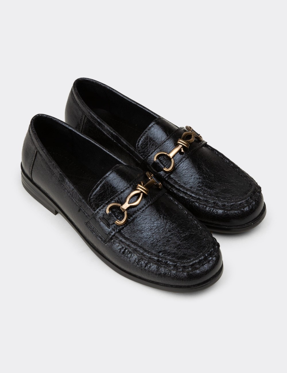 Women's Black Loafers - K0013ZSYHC01