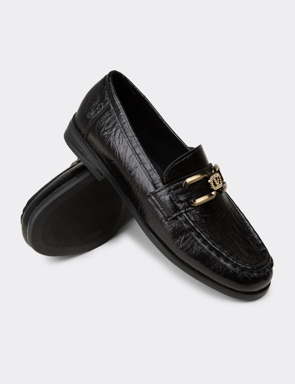 Women's Black Loafers - K0040ZSYHC01