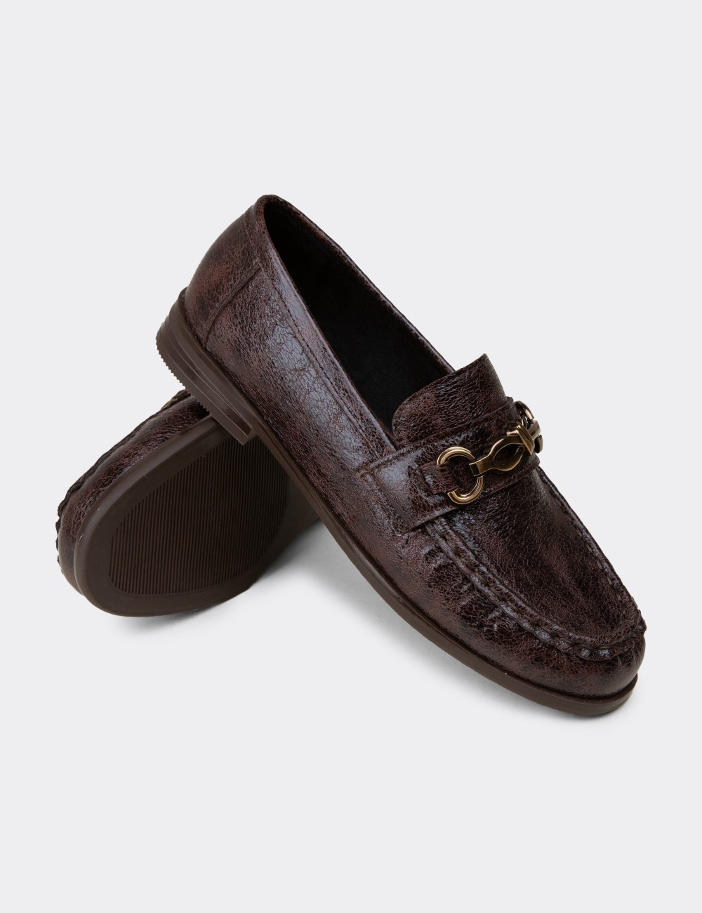 Women's Brown Loafers - K0013ZKHVC01