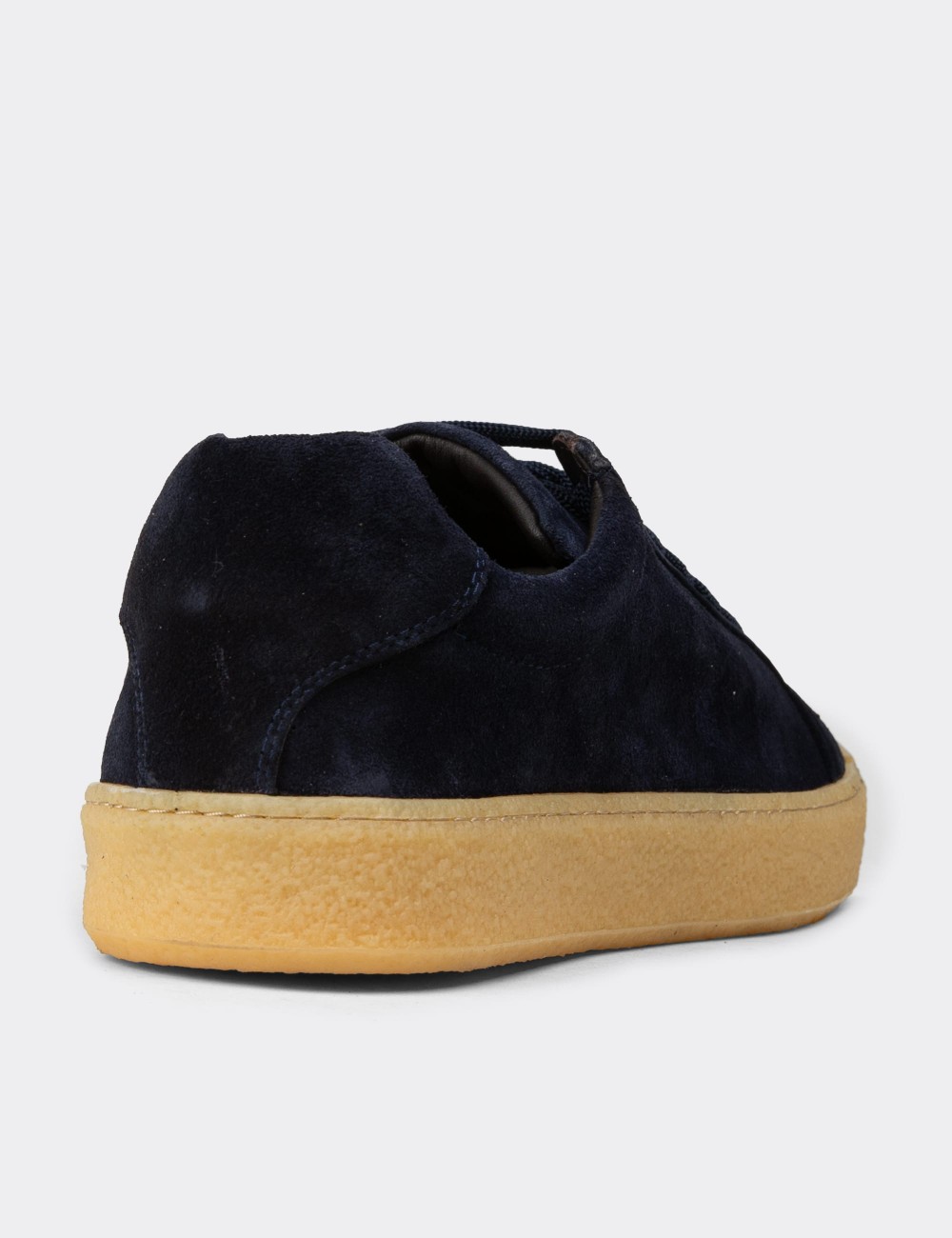 Men's Navy Suede Leather Sneakers - 02018MLCVC03
