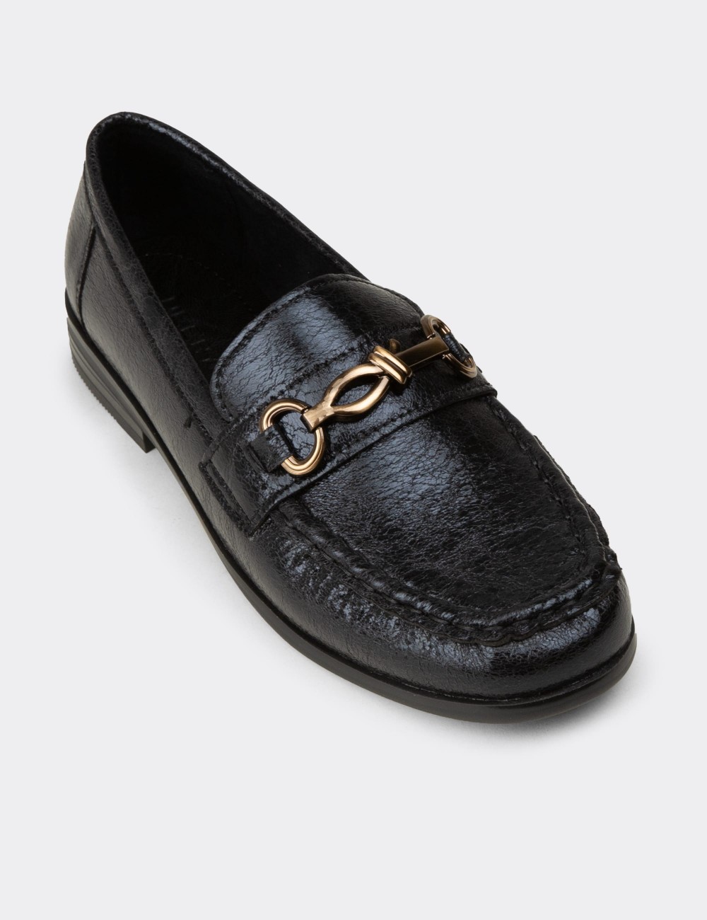 Women's Black Loafers - K0013ZSYHC01