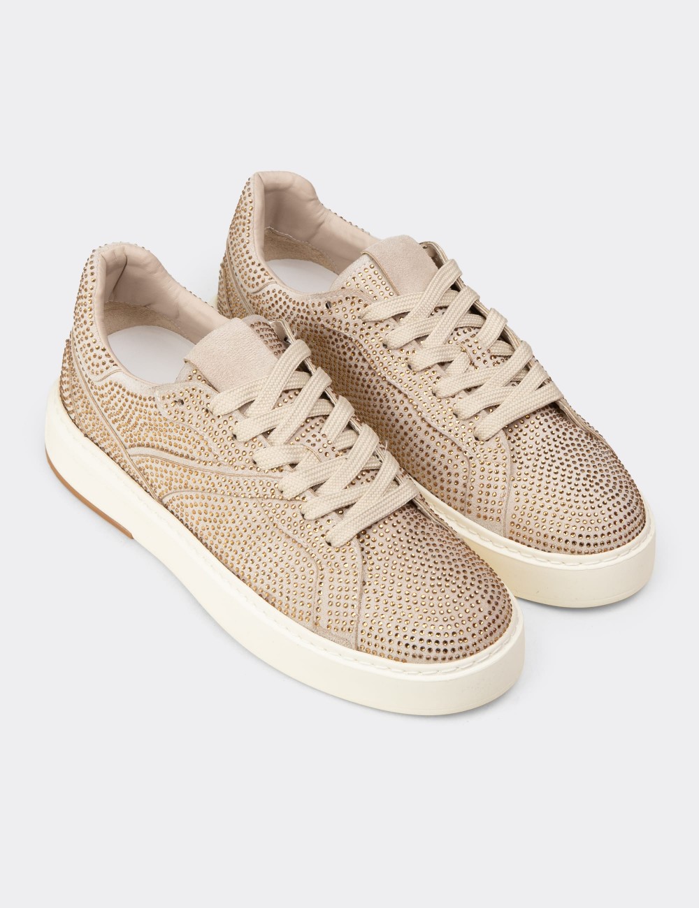 Women's Beige Sneakers - K0727ZBEJC01