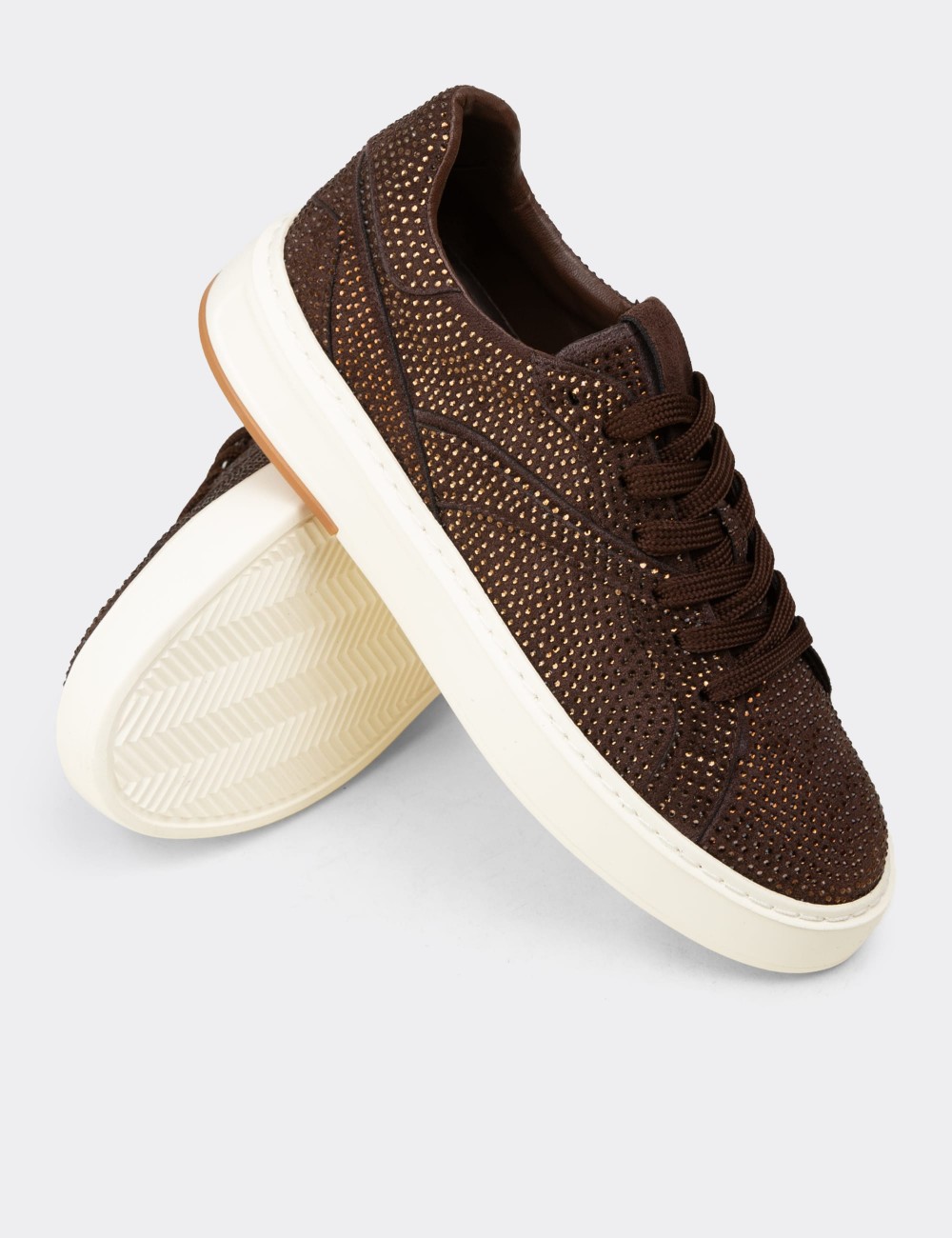 Women's Brown Sneakers - K0727ZKHVC01