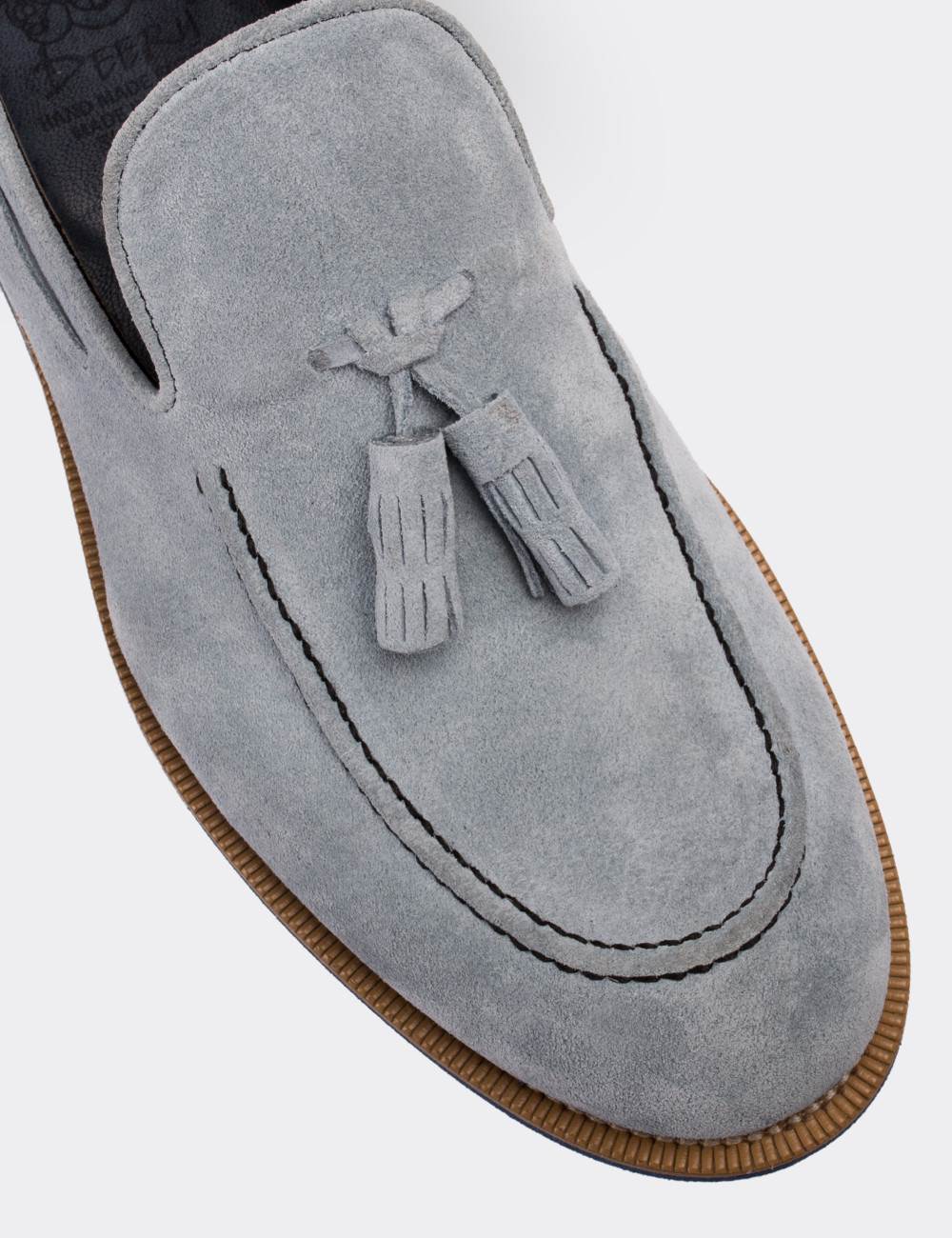 Blue Suede Leather Loafers & Moccasins Shoes - 01319MMVIE01