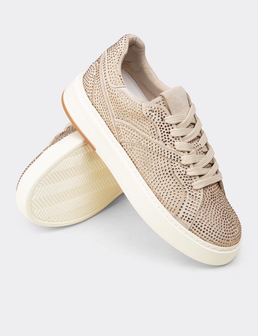 Women's Beige Sneakers - K0727ZBEJC01