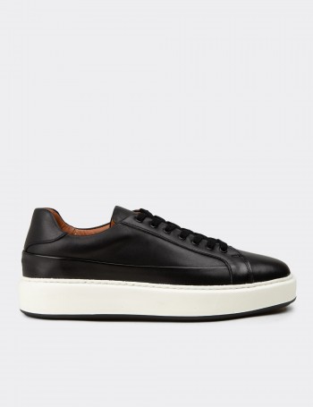 Men's Black Leather Sneakers