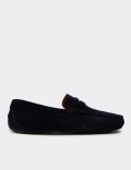 Men's Navy Suede Leather Driving Shoes