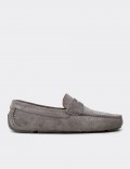 Men's Gray Suede Leather Driving Loafers