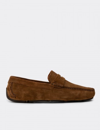 Men's Tan Suede Driving Loafers