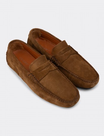 Men's Tan Suede Driving Loafers