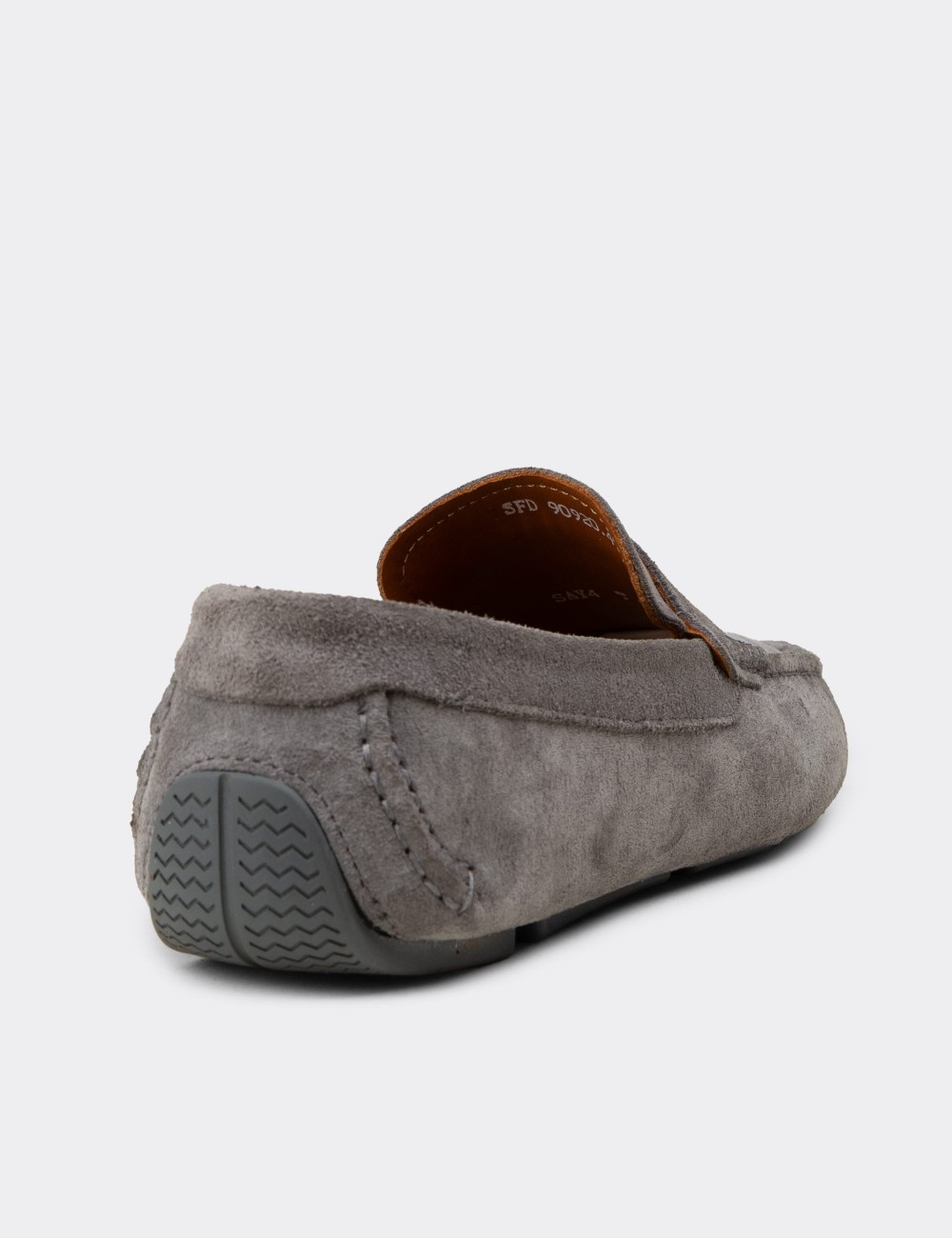 Men's Gray Suede Leather Driving Loafers - E0920MGRIC01