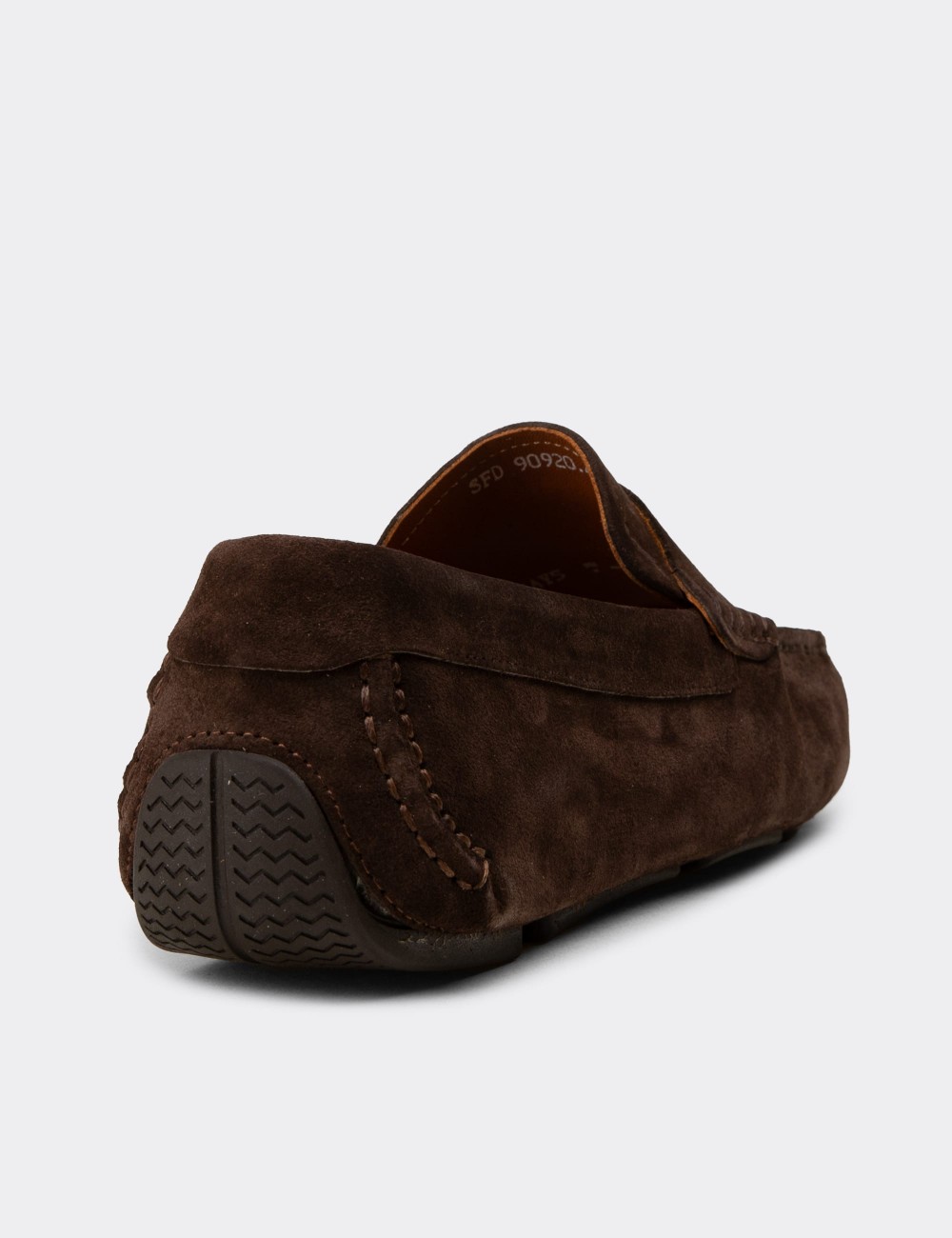 Men's Brown Suede Leather Driving Loafers - E0920MKHVC01