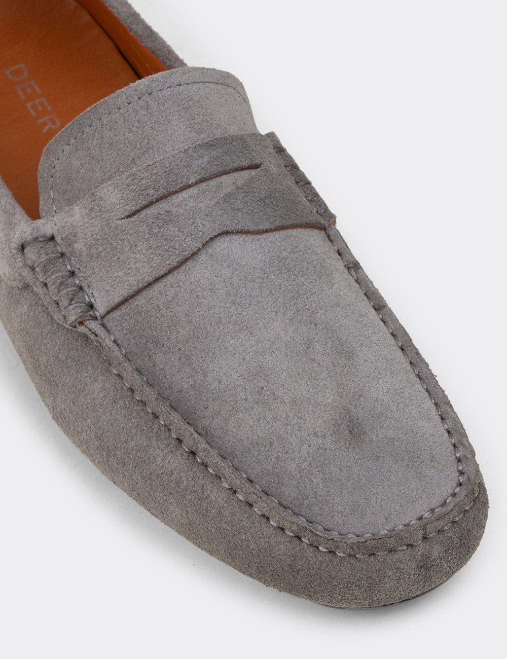 Men's Gray Suede Leather Driving Loafers - E0920MGRIC01