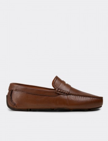 Men's Tan Leather Driving Loafers