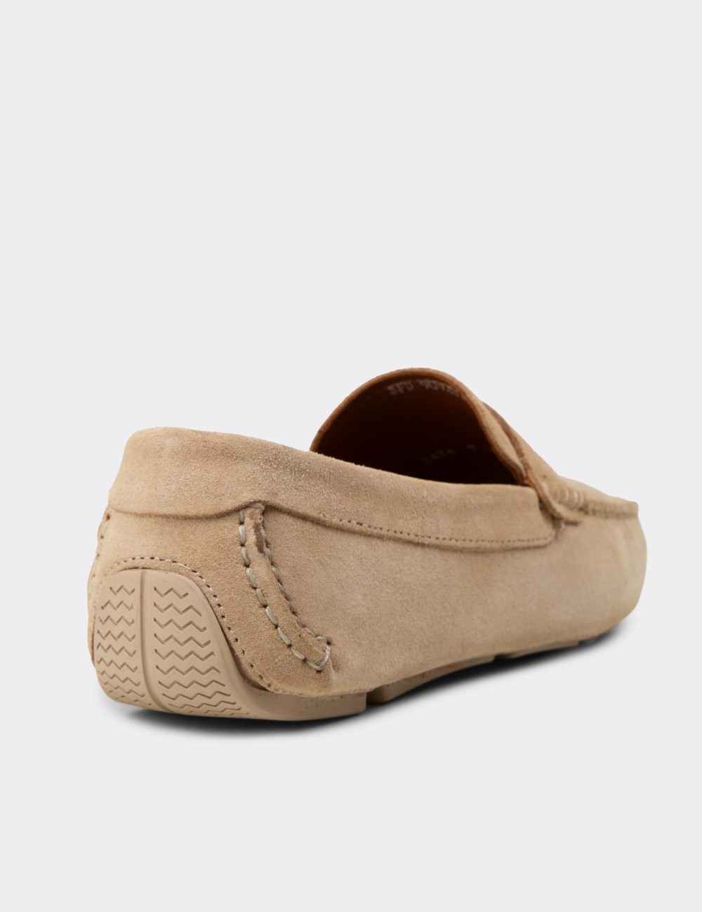 Men's Beige Suede Leather Driving Shoes - E0920MBEJC01