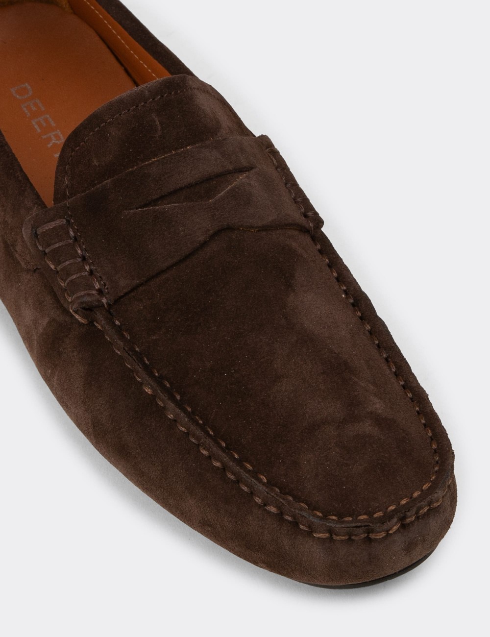 Men's Brown Suede Leather Driving Loafers - E0920MKHVC01