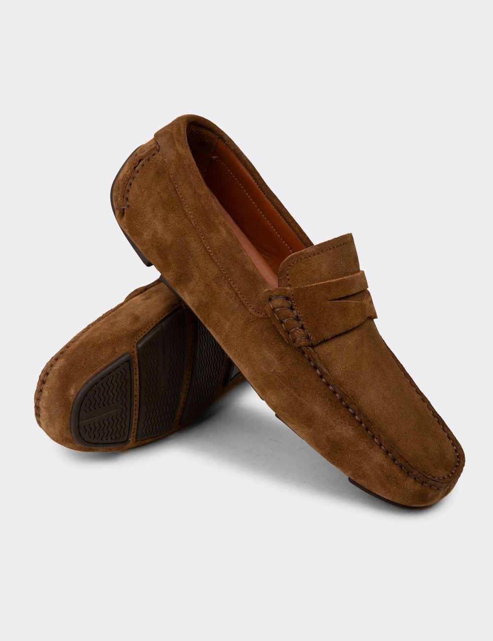 Men's Tan Suede Driving Loafers - E0920MTBAC01