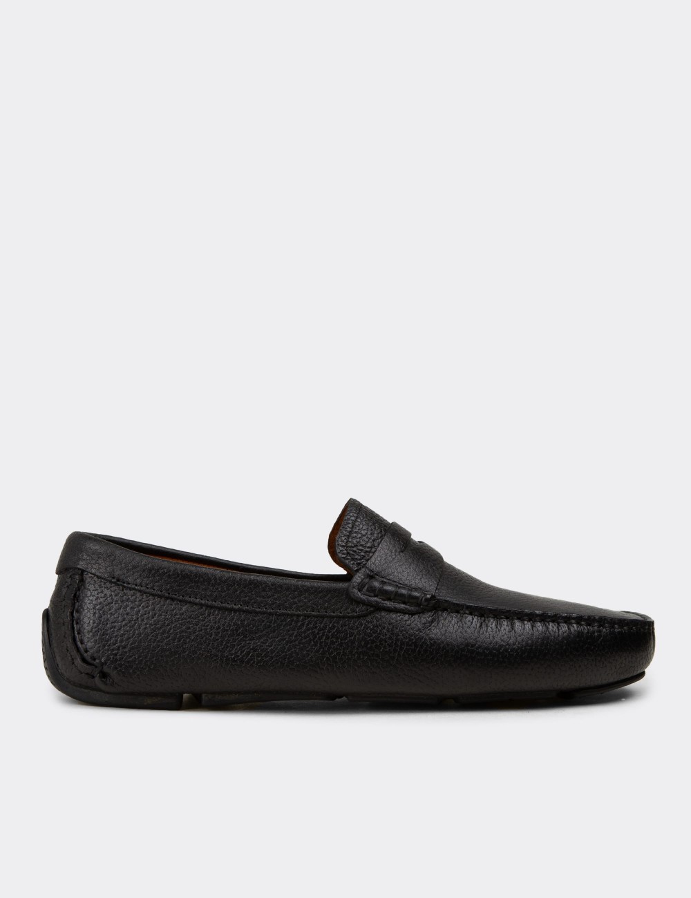Men's Black Leather Driving Loafers - E0920MSYHC01