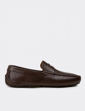 Men's Brown Leather Driving Loafers